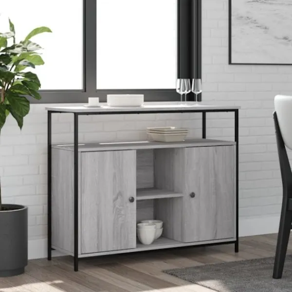 vidaXL Sideboards>Byrå grå sonoma 100x35x80 cm konstruerat trä