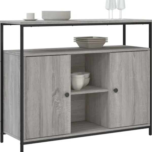 vidaXL Sideboards>Byrå grå sonoma 100x35x80 cm konstruerat trä