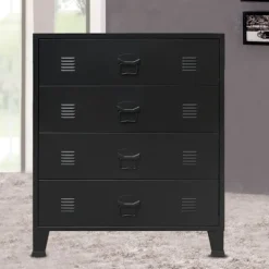vidaXL Byråer>Byrå industriell stil metall 78x40x93 cm svart