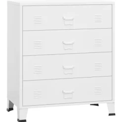 vidaXL Byråer>Byrå industriell vit 78x40x93 cm metall