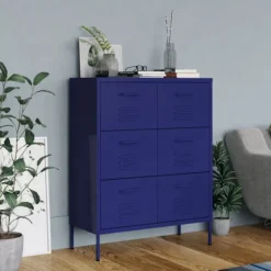 vidaXL Byråer>Byrå marinblå 80x35x101,5 cm stål