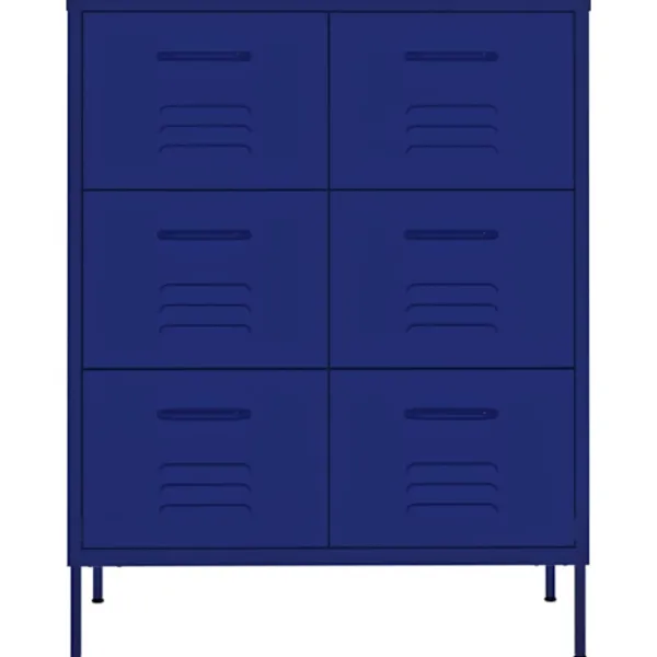 vidaXL Byråer>Byrå marinblå 80x35x101,5 cm stål