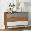 vidaXL Byråer>Byrå MOLDE brun 113x40x80 cm massiv furu