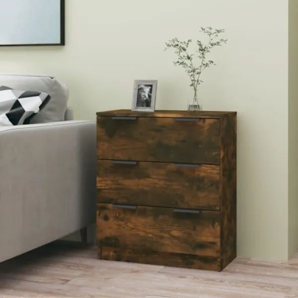 vidaXL Byråer>Byrå rökfärgad ek 60x30x70 cm konstruerat trä