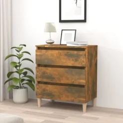 vidaXL Byråer>Byrå rökfärgad ek 60x35x69 cm konstruerat trä