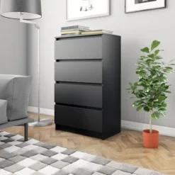 vidaXL Byråer>Byrå svart 60x35x98,5 cm konstruerat trä