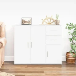vidaXL Byråer>Byrå vit 91x29,5x75 cm konstruerat trä