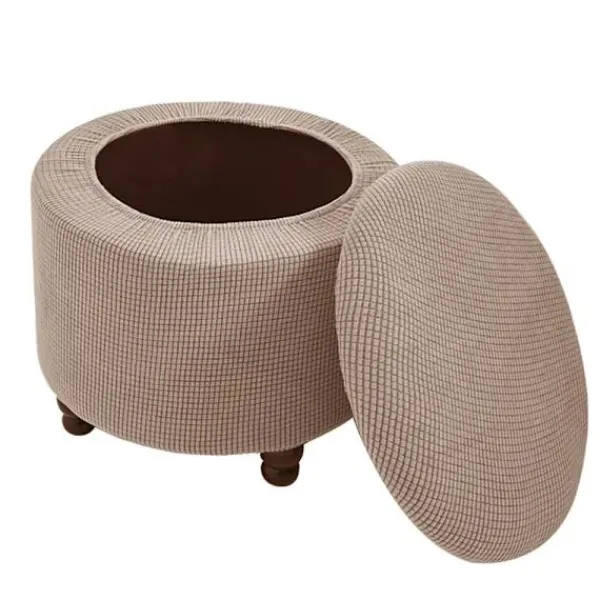 Sittpuffar>{CACA} 2-pack runt ottomanöverdrag för förvaring av ottoman VIT Vit