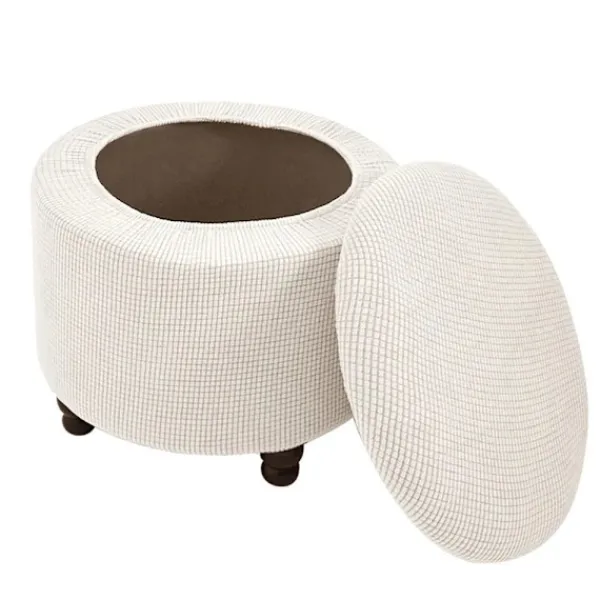 Sittpuffar>{CACA} 2-pack runt ottomanöverdrag för förvaring av ottoman VIT Vit