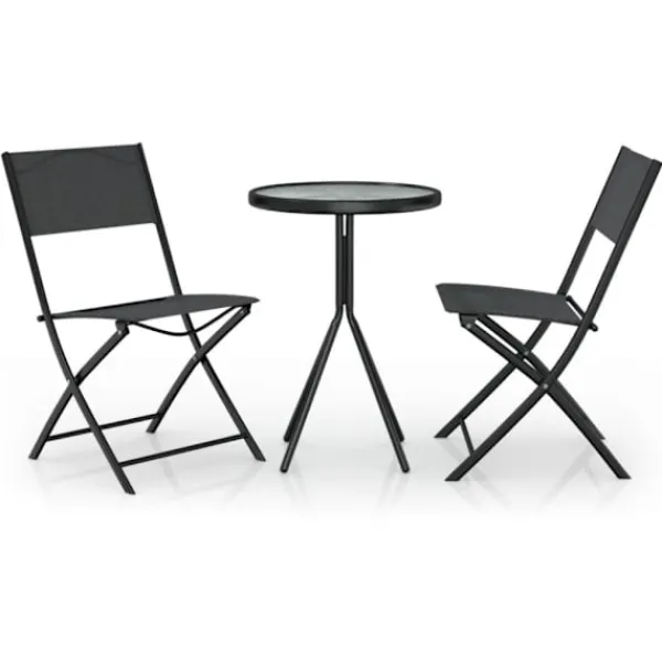 vidaXL Balkongmöbler>Caféset 3 delar stål svart