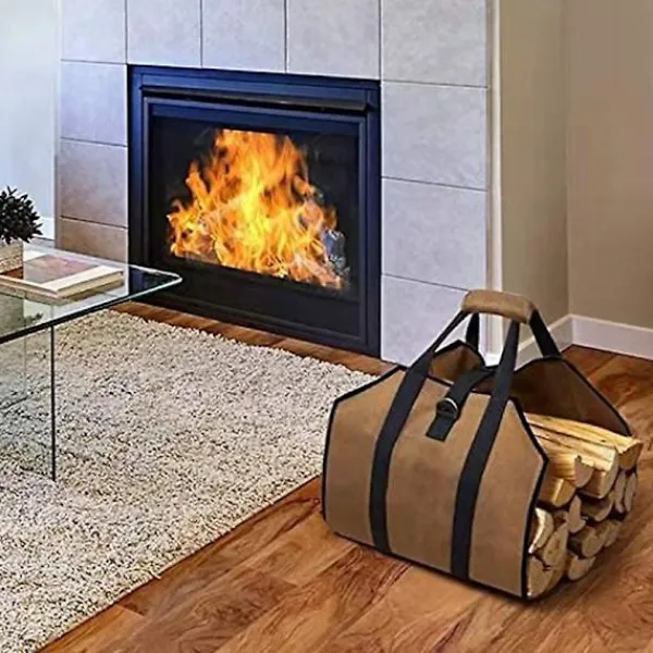 Kistor & Koffertar>Canvas Vedkorg Väska, Extra Stor, Hållbar, Perfekt För Kaminer, Vedspisar, Stockar, Camping, Landskapsarkitektur (1st, Grå)