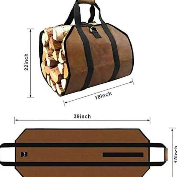Kistor & Koffertar>Canvas Vedkorg Väska, Extra Stor, Hållbar, Perfekt För Kaminer, Vedspisar, Stockar, Camping, Landskapsarkitektur (1st, Grå)