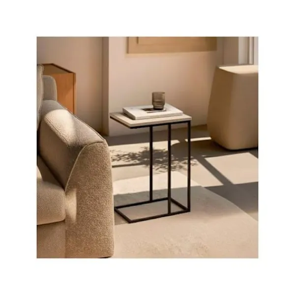 AKTIVE Småbord>C-formad sidobord - - 40x30x59 cm - Cementeffekt - Svart metallstruktur - Stöder upp till 5 kg