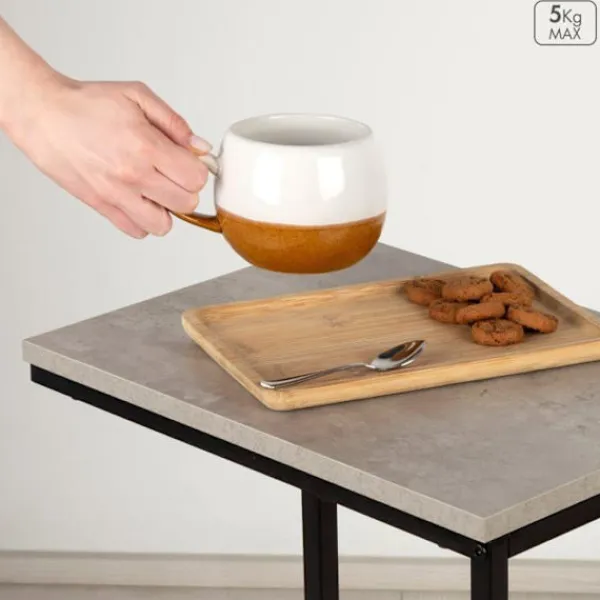 AKTIVE Småbord>C-formad sidobord - - 40x30x59 cm - Cementeffekt - Svart metallstruktur - Stöder upp till 5 kg