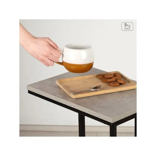 AKTIVE Småbord>C-formad sidobord - - 40x30x59 cm - Cementeffekt - Svart metallstruktur - Stöder upp till 5 kg