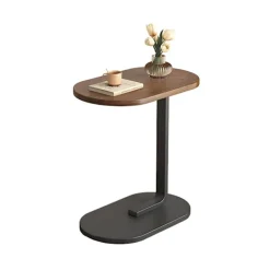 Småbord>C-format sidobord, 360° vridbart & flip-top C-format ändbord, mobila C-sidobord som glider under, laptopställ soffbord för soffa/säng 45x30x60cm