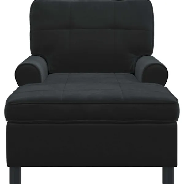 vidaXL Fåtöljer>Chaise Lounge med kudde Svart 91 x 157 x 91 cm Sammet