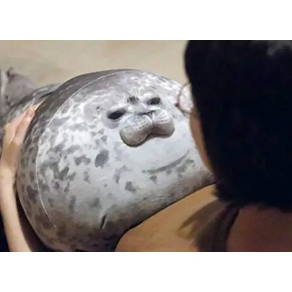 Sittpuffar>Chubby Blob Seal Kudde, stoppad bomull plysch djurleksak Söt Ocean Medium (17,6 tum)