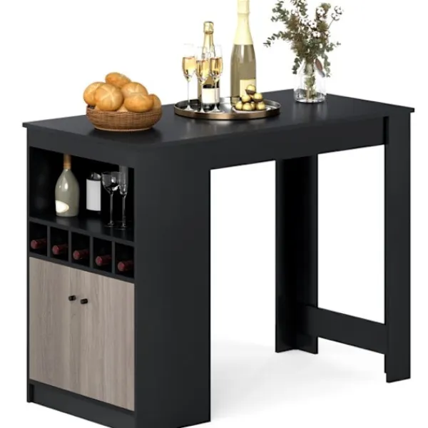 COSTWAY Köksö>Barhörn – Köksö med öppna fack, justerbar hylla för matsal 120 x 60 x 91,5 cm