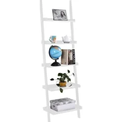 COSTWAY Hyllor>Bokhylla Stegestil Hylla med 5 förvaringsvåningar för Vardagsrum Sovrum 49 x 33 x 191cm Skandinavisk Vit