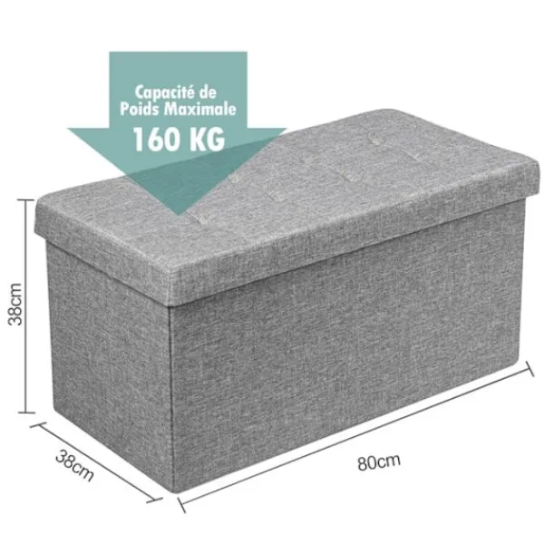 COSTWAY Kistor & Koffertar>Förvaringsbänk 115L - Förvaringslåda 80 x 38 x 38 CM, Belastningskapacitet 160 KG, i Oxfordtyg för Sovrum, Entré Mörkgrå
