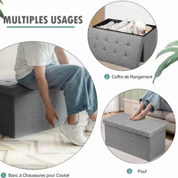 COSTWAY Kistor & Koffertar>Förvaringsbänk 115L - Förvaringslåda 80 x 38 x 38 CM, Belastningskapacitet 160 KG, i Oxfordtyg för Sovrum, Entré Mörkgrå