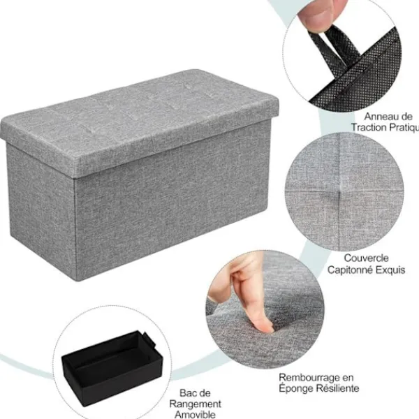 COSTWAY Kistor & Koffertar>Förvaringsbänk 115L - Förvaringslåda 80 x 38 x 38 CM, Belastningskapacitet 160 KG, i Oxfordtyg för Sovrum, Entré Mörkgrå