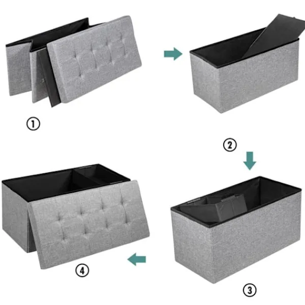 COSTWAY Kistor & Koffertar>Förvaringsbänk 115L - Förvaringslåda 80 x 38 x 38 CM, Belastningskapacitet 160 KG, i Oxfordtyg för Sovrum, Entré Mörkgrå