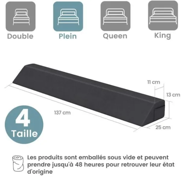 COSTWAY Sängar>Kilkudde för säng Tillverkad av högdensitetssvamp - Sänggavelskudde, sidofickor, Fyll gapet -137x25x13CM