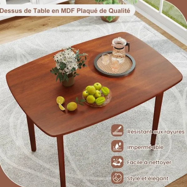 COSTWAY Matbord>Rektangulärt Matbord 110 x 78 x 77 cm för 2-4 Personer - Starka Gummiträben - Modern Stil