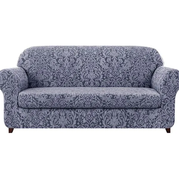 ATELA Soffor>Cover Cover 2 delar jacquard damast överdrag för 2 kuddar Stretch soffa Möbelskydd Stolöverdrag för vardagsrum barn, husdjur (Med