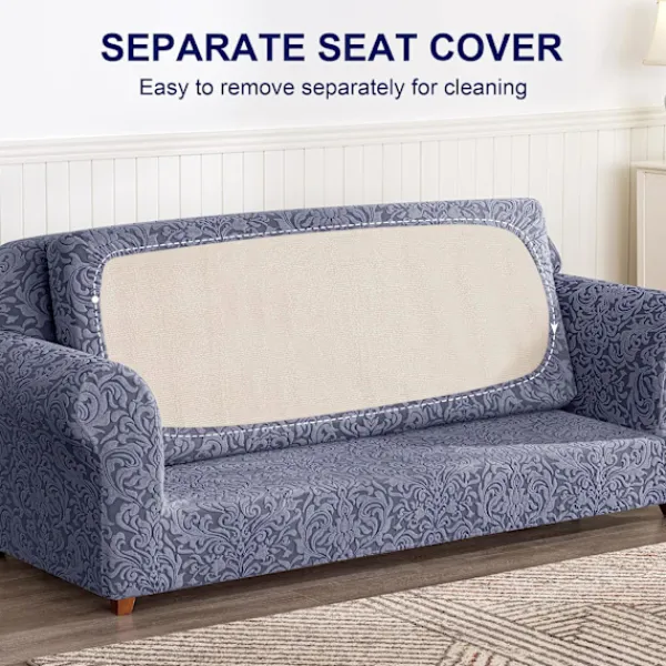 ATELA Soffor>Cover Cover 2 delar jacquard damast överdrag för 2 kuddar Stretch soffa Möbelskydd Stolöverdrag för vardagsrum barn, husdjur (Med
