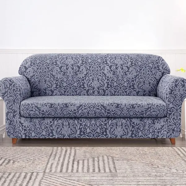ATELA Soffor>Cover Cover 2 delar jacquard damast överdrag för 2 kuddar Stretch soffa Möbelskydd Stolöverdrag för vardagsrum barn, husdjur (Med