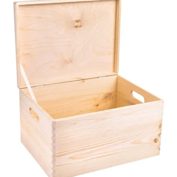 CREATIVE DECO Kistor & Koffertar>Förvaringslåda i trä 40x30x24cm | omålad | Box Stor låda Bröststamverktyg