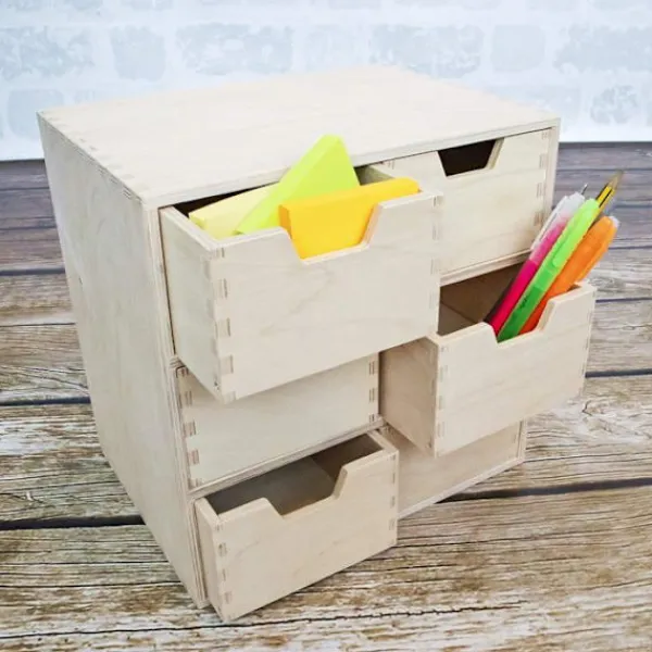 CREATIVE DECO Kontorsmöbler>liten träkista | 6 Låda | 28,5 x 20 x 28,5 cm | Arrangör | Office Storage Organizer