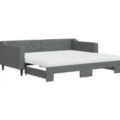 vidaXL Soffor>Dagbädd med extrabädd och madrasser mörkgrå 90x190 cm tyg