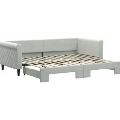 vidaXL Soffor>Dagbädd utdragbar ljusgrå 90x200 cm sammet