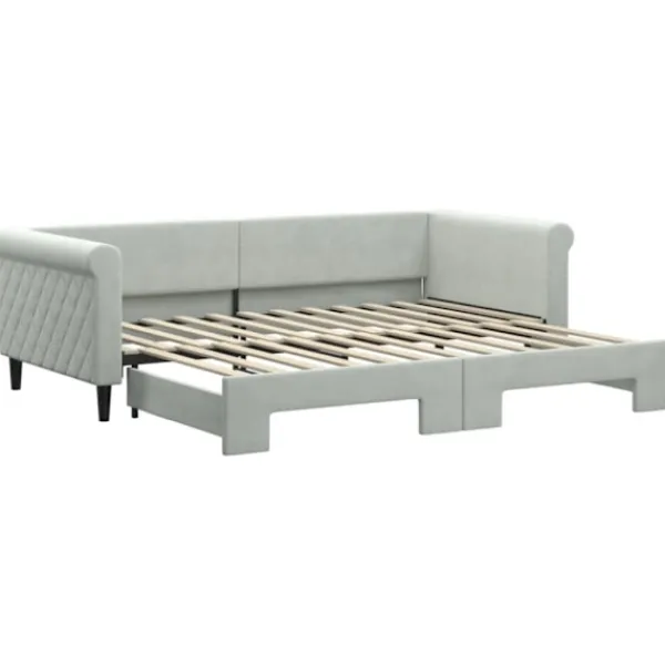 vidaXL Soffor>Dagbädd utdragbar ljusgrå 90x200 cm sammet