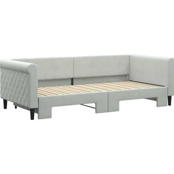 vidaXL Soffor>Dagbädd utdragbar ljusgrå 90x200 cm sammet