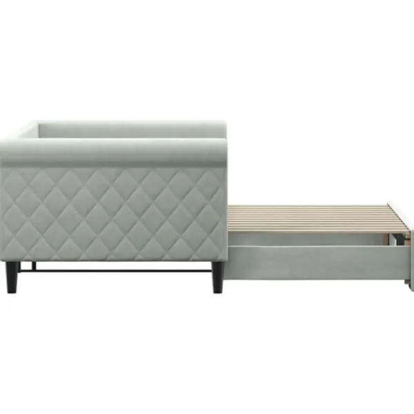 vidaXL Soffor>Dagbädd utdragbar ljusgrå 90x200 cm sammet