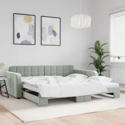 vidaXL Soffor>Dagbädd utdragbar ljusgrå 100x200 cm sammet
