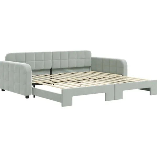 vidaXL Soffor>Dagbädd utdragbar ljusgrå 100x200 cm sammet