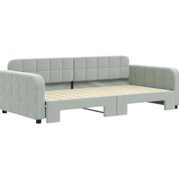 vidaXL Soffor>Dagbädd utdragbar ljusgrå 100x200 cm sammet