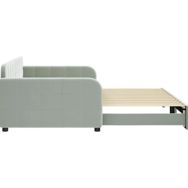 vidaXL Soffor>Dagbädd utdragbar ljusgrå 100x200 cm sammet