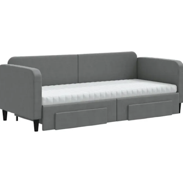 vidaXL Soffor>Dagbädd utdragbar med lådor mörkgrå 80x200 cm tyg