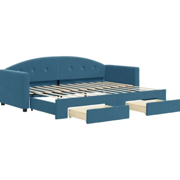 vidaXL Soffor>Dagbädd utdragbar med lådor blå 80x200 cm sammet