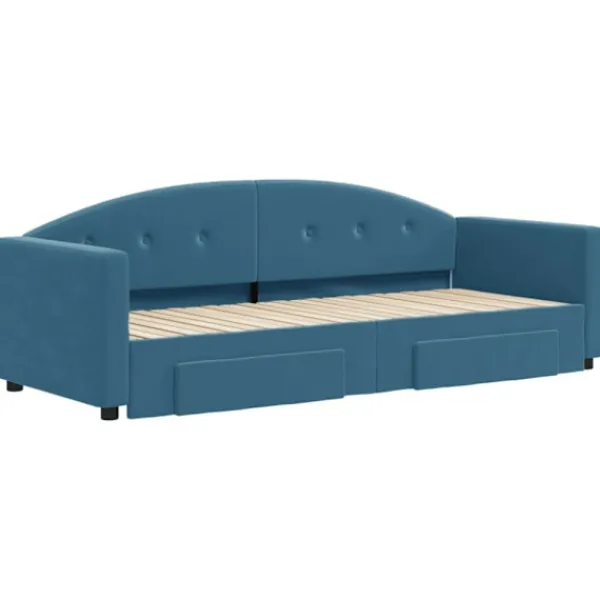 vidaXL Soffor>Dagbädd utdragbar med lådor blå 80x200 cm sammet