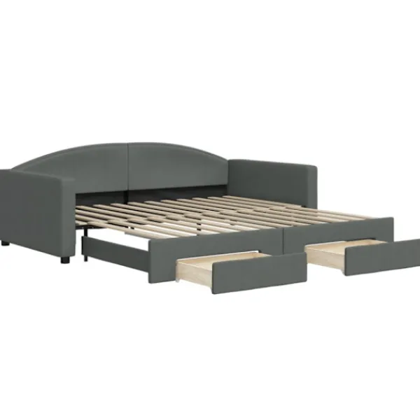 vidaXL Soffor>Dagbädd utdragbar med lådor mörkgrå 100x200 cm tyg