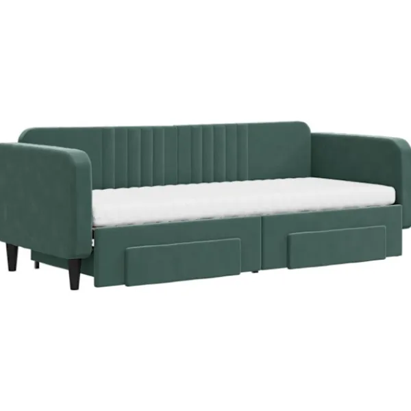 vidaXL Soffor>Dagbädd utdragbar med lådor mörkgrön 80x200 cm sammet
