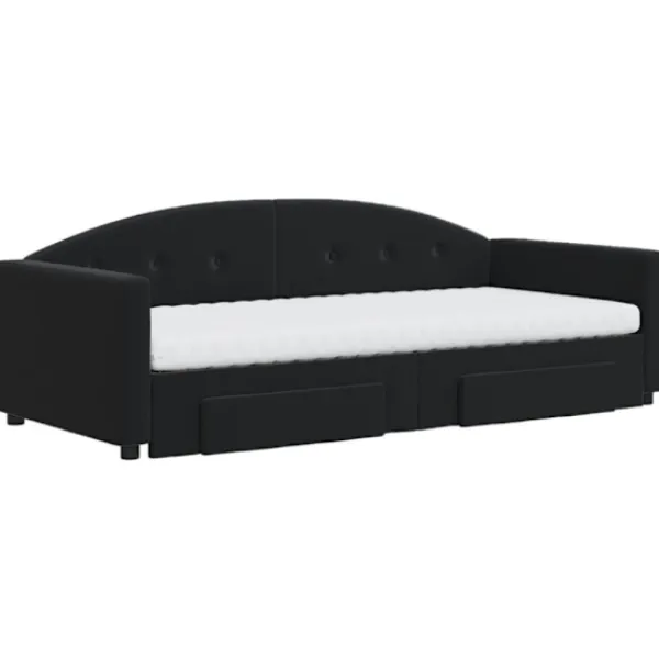 vidaXL Soffor>Dagbädd utdragbar med lådor svart 90x190 cm sammet
